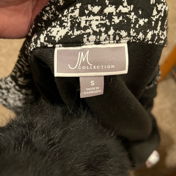 JM Collection Mottles Black and White Lightweight Coat 3 large buttons - Picture 7 of 10